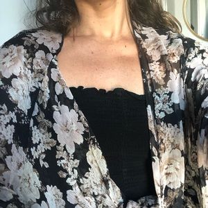 Vintage color floral baiting suit cover up